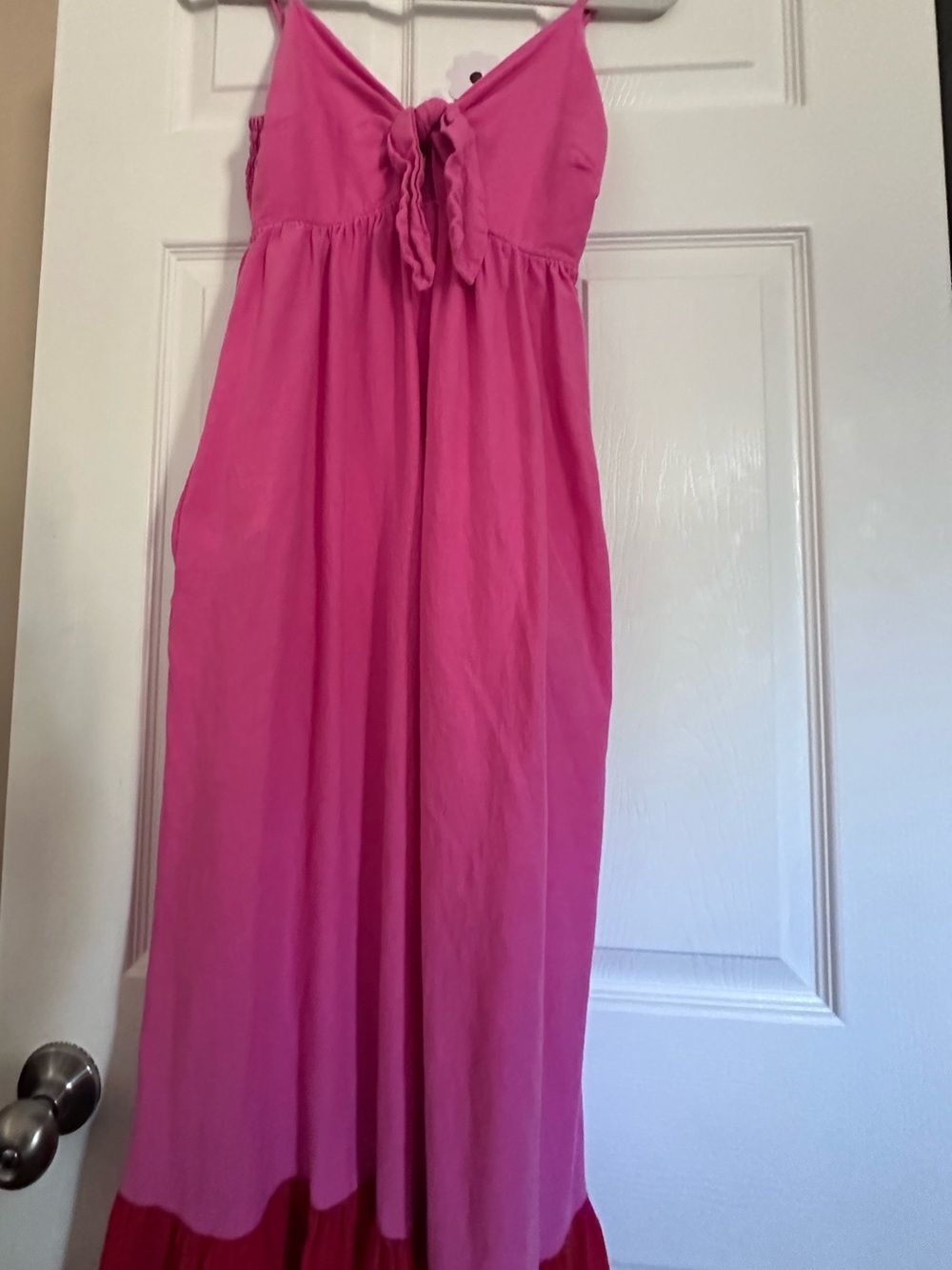 Tabitha Pink Spaghetti-Strap Dress with Front Bow